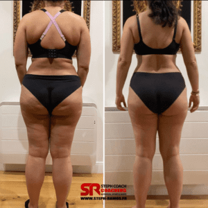Transformation de la silhouette après un coaching personnalisé en nutrition et fitness par Steph Ramos Stéphane