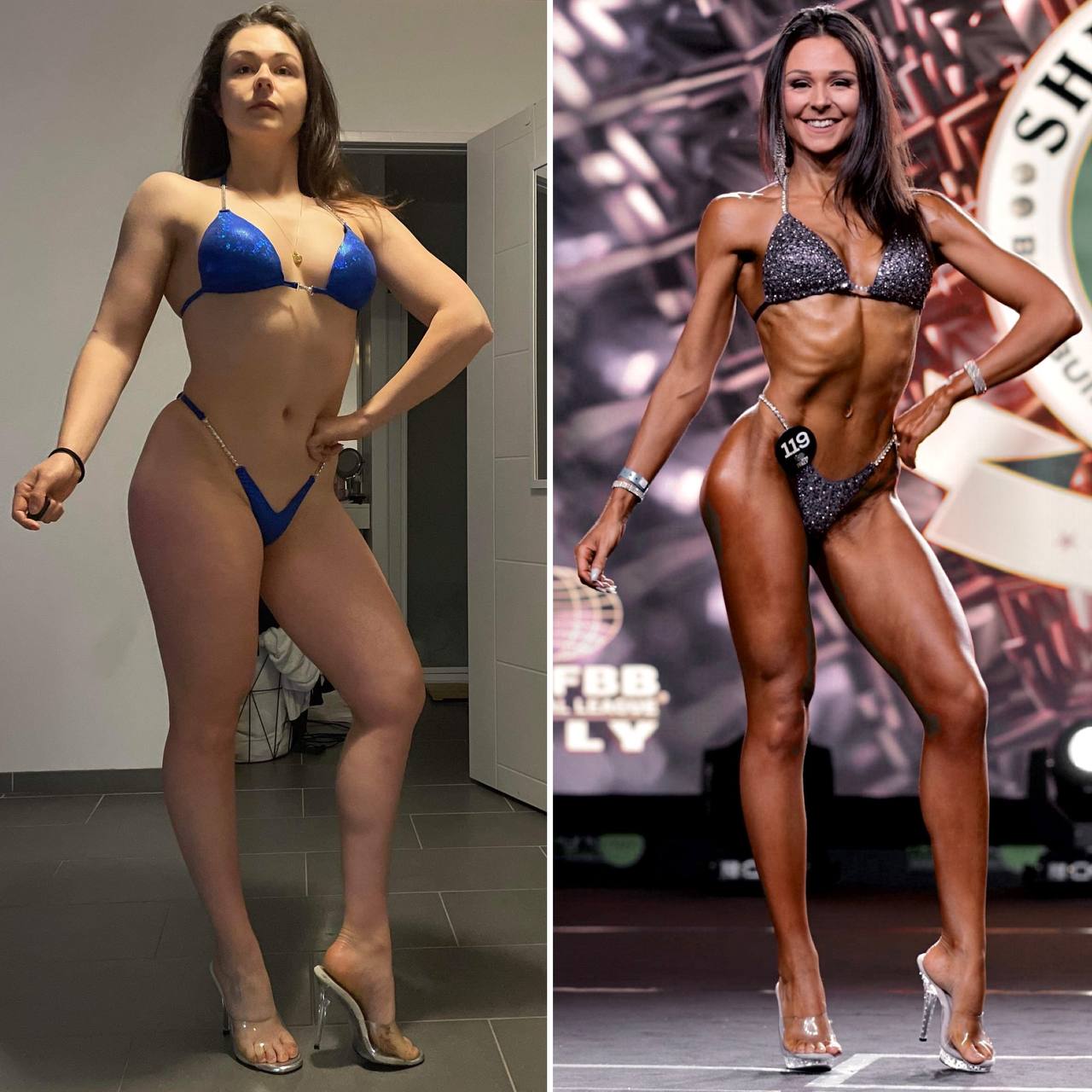 Avant Après Compétitions NPC Bikini - European, Laura Ziv, Mr Big Pro, Sheru Classic, Londres