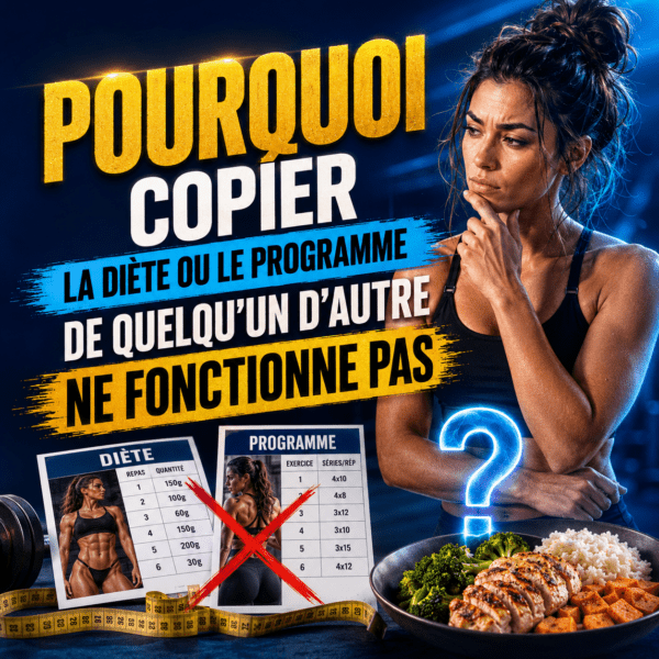 Personne suivant une diète et un programme d’entraînement copiés qui ne correspondent pas à ses besoins individuels