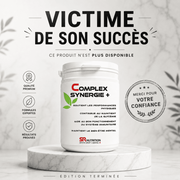 Pot de complément alimentaire Complex Synergie + édition terminée produit victime de son succès