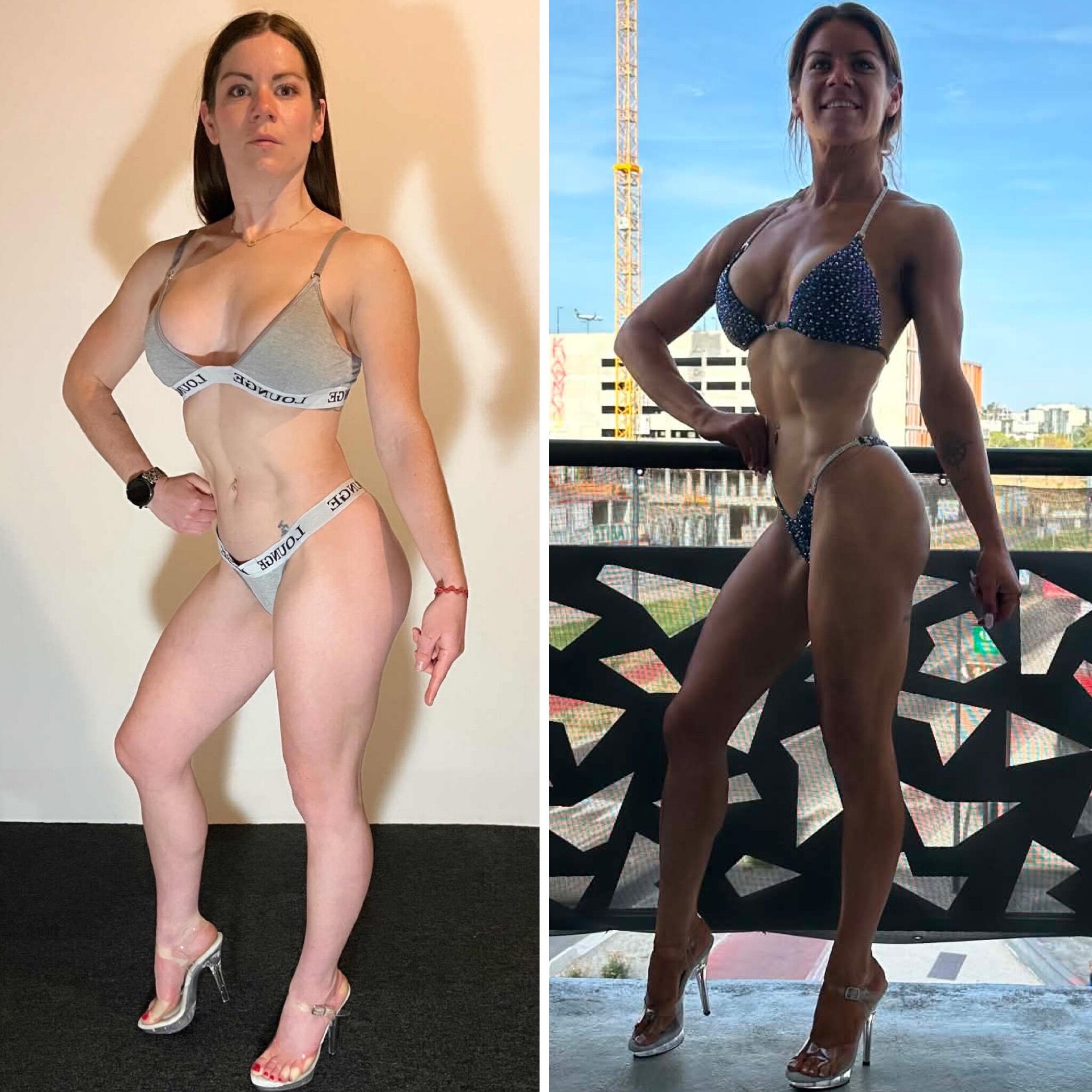 Avant Après préparation compétition NPC Bikini Delphine - Allison Testu Cup Toulouse 2026