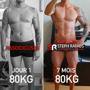 Changement physique radical avant-après grâce à un coaching personnalisé avec Steph Ramos Coach La Rochelle