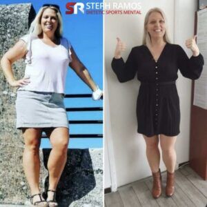 Transformation avant-après perte de poids frâce à un coaching avec Steph Ramos Coach La Rochelle