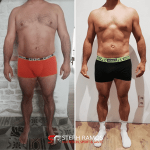 Transformation physique après coaching nutritionnel et sportif avec Steph Ramos Coach en ligne